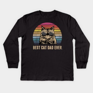 Vintage Best Cat Dad Ever Funny Father_s Day Gift Shirt Kids Long Sleeve T-Shirt